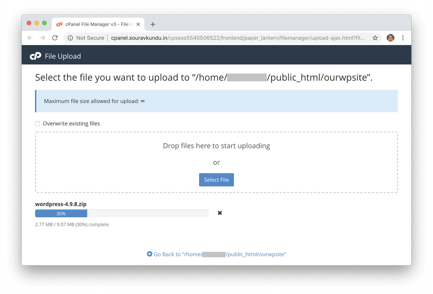 uploading-wordpress-zip-archive-in-server-via-cpanel-file-manager