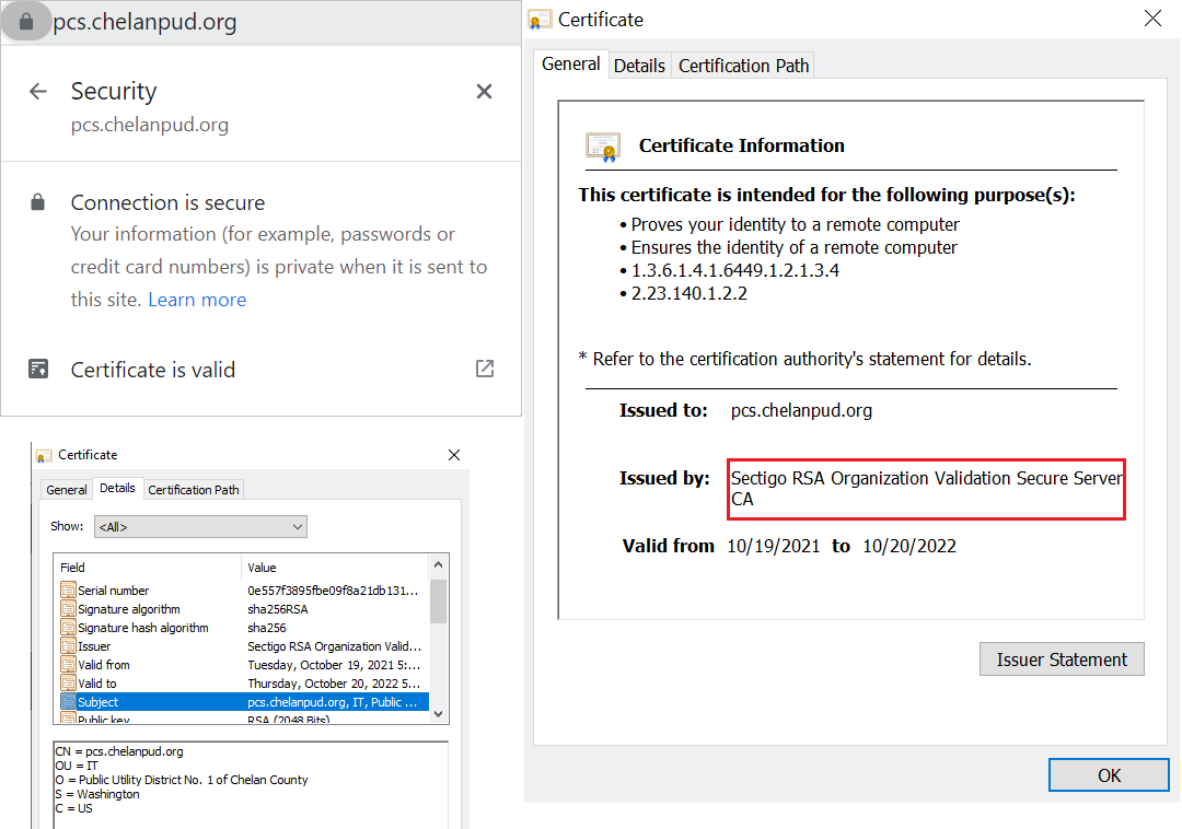 organization validation certificate example